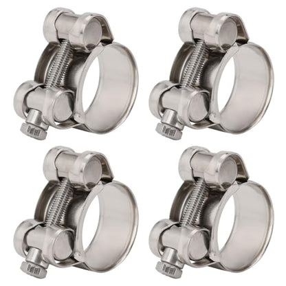 4 Pack 1.05" T-Bolt Hose Clamps, 304 Stainless Steel Heavy Duty Hose Clamps, Turbo Intake Clamp Working Range 26mm-28mm for 1.05" Hose OD