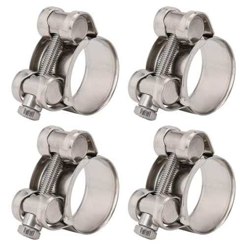 4 Pack 1.05" T-Bolt Hose Clamps, 304 Stainless Steel Heavy Duty Hose Clamps, Turbo Intake Clamp Working Range 26mm-28mm for 1.05" Hose OD