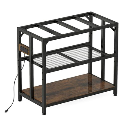 40 Gallon Fish Tank Stand with Power Outlets and Adjustable Shelf, 660LBS Capacity Metal Aquarium Stand for Turtle Tank, Reptile Terrarium and Breeder Tank, Suitable for Home Office, Rustic Brown - color: Rustic Brown
