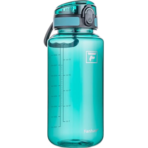 Fanhaw 32oz Clear Plastic Water Bottle with Anti-dust Lid, Dark Green - color: Dark Green