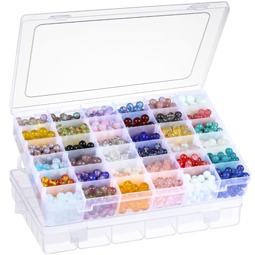 1 Pack 36 Grids Clear Plastic Organizer Box with Adjustable Dividers, Small Craft Organizers and Storage, Compartment Container for Bead, Nail, Jewelry, Art, DIY Crafts, Fishing Tackle, Small Items