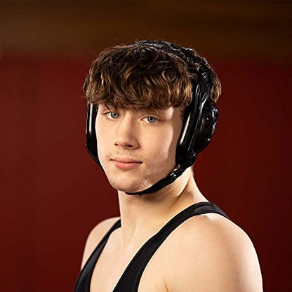 Matman Triforce Adult Wrestling Headgear – Men & Women’s Lightweight & Ergonomic Ear Guards for Wrestling, BJJ & MMA (Black)