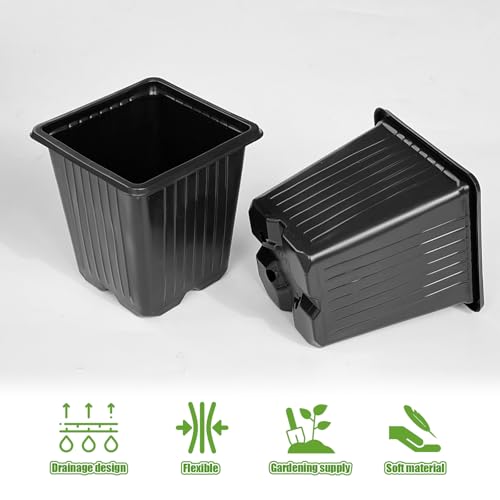 100Pcs Square Plant Nursery Pots,3.5 Inch Plastic Pots with Drainage Holes,Reusable Seed Starter Pots for Flowers,Vegetables,Garden Planting,Transplanting,Succulents,Cuttings(Black) - color: 100pcs Black
