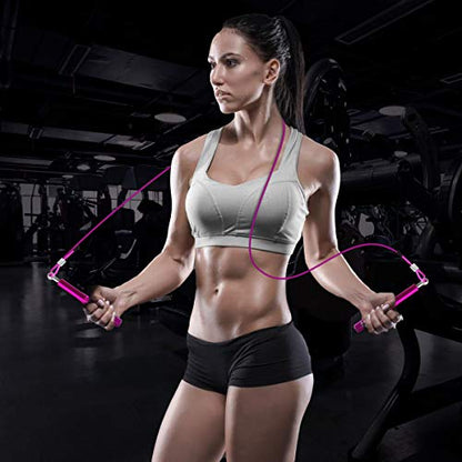 Jump Rope, Wastou Speed Jumping Rope for Training Fitness Exercise, Adjustable Adults Workout Skipping Rope for Men, Women, Kids, Girls - color: Pink