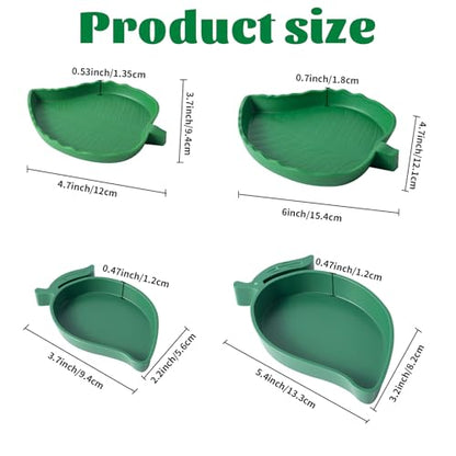 4Pack Terrarium Bowls Turtle Feeding Dishes Shallow and Flat Reptile Food and Water Feeder for Tortoise,Bearded Dragon,Lizards,Gecko,Cute Leaf and Mango Shaped