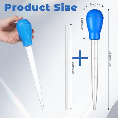 21.1IN Aquarium Coral Feeder Turkey Baster 30ml Aquatic Water Changer Siphon Pipette Dropper Fish Tank Waste Remover Manual Cleaning Tool for Aquatic Plant Reef Anemones Lionfish (Blue)