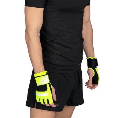 Sanabul Gel Boxing Hand Wraps for Men & Women Muay Thai MMA Kickboxing Quick Wraps Boxing Inner Gloves Wrist Knuckle Protection - color: Neongreen/White, size: Large-X-Large