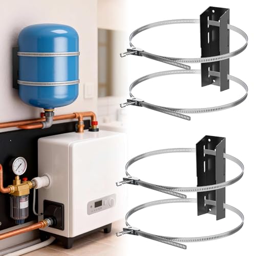 Expansion Tank Mounting Bracket with Earthquake Straps for 1-5 Gal 1 to 5 Gallon Thermal Expansion Tanks, Wall Mount Holder for Hot Water Heater Accessory Up to 13" Diameter, 5lb Propane Tank (2 Pack) - size: Black-2Set