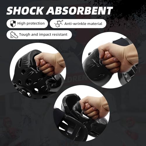 Martial Arts Karate Protective Sparring Gear Package Deal/Gift Adjustable Adult & Youth Headgear, Gloves & Kicks for MMA, Taekwondo, Boxing Training - color: Black, size: Large