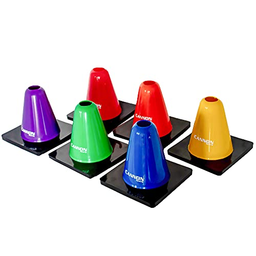 Cannon Sports 6 Pack Agility Cones - 6 inch Colorful Cones with Rubber Weighted Base - Perfect for Soccer, Hockey, Basketball Practice Drills - color: Black Weighted Base