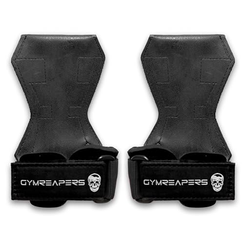 Gymreapers Weight Lifting Grips (Pair) for Heavy Powerlifting, Deadlifts, Rows, Pull Ups, with Neoprene Padded Wrist Wraps Support and Strong Rubber Gloves or Straps for Bodybuilding - color: Black, size: Medium