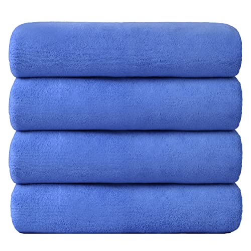JML Microfiber Bath Towels, 4 Pack, 30" x 60", Blue - color: Microfiber Blue, size: 4 Pack (30 in x 60 in)