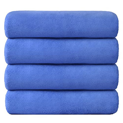 JML Microfiber Bath Towels, 4 Pack, 30" x 60", Blue - color: Microfiber Blue, size: 4 Pack (30 in x 60 in)