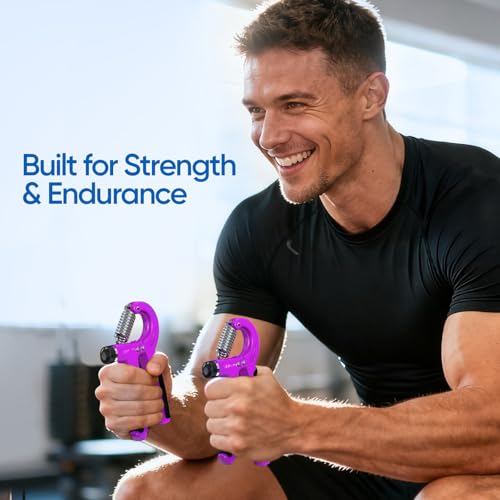 FitBeast Grip Strength Trainer 2 Pack – Adjustable Hand Grip Strengthener for Strength Training & Rehabilitation, 10-132 lbs Resistance Forearm Strengthener, Ideal for Athletes, Rehab, Office - color: Purple