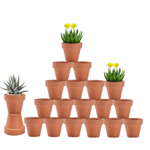 3 Inch Terra Cotta & Terracotta Pots with Drainage - 20 Pack Clay Flowerpots, Succulent Nursery Planter Great for Plants, Crafts, Wedding Favor - color: Brown