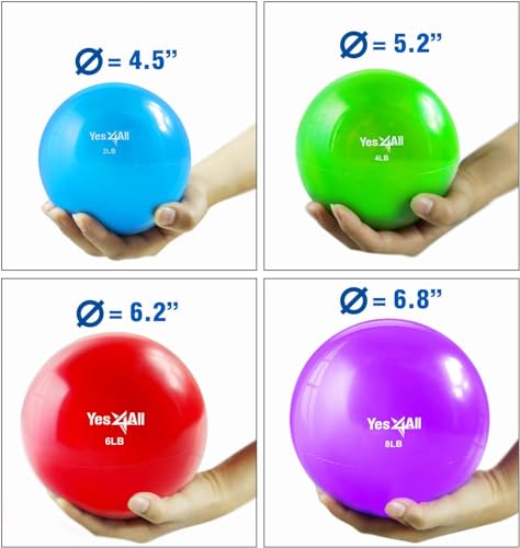 Yes4All Weighted Toning Balls for Exercise, Soft Medicine Balls for Exercise, Pilates, Yoga, Balance, Flexibility, 2-10lbs - color: K. 8lb - Purple, style: A. Smooth