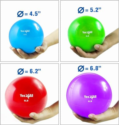 Yes4All Weighted Toning Balls for Exercise, Soft Medicine Balls for Exercise, Pilates, Yoga, Balance, Flexibility, 2-10lbs - color: K. 8lb - Purple, style: A. Smooth