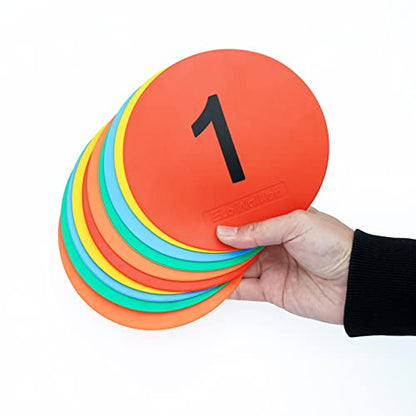 6inch Non-Skid Flat Cone Spot Markers for Sports Speed Agility Training - style: number 1-10