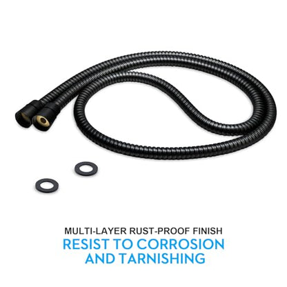 Shower Hose Extra Long 59 Inches Handheld Shower Head Hose with Brass Insert and Nut - Durable and Flexible - Black