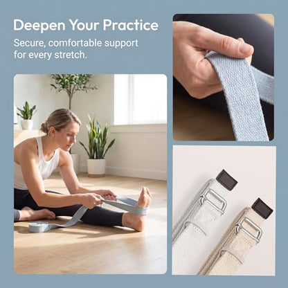 Professional Cotton Yoga Strap (2.5cm Width) – Thickened Non-Slip Stretching Belt for Yoga, Pilates, Rehab & Flexibility Training