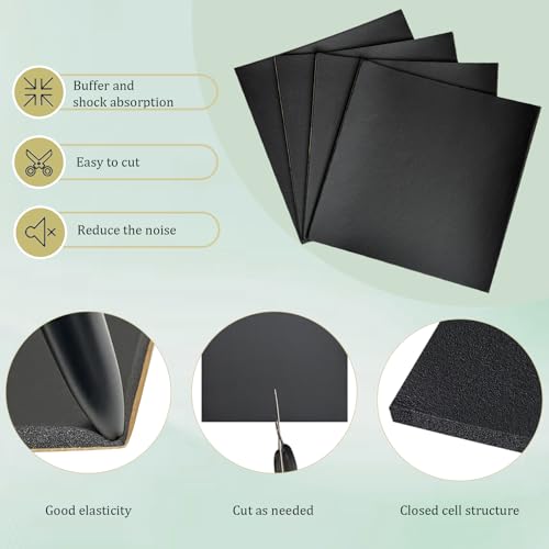 4 Pieces Adhesive Foam Padding 1/2 in Thick X 4 in X 4 in, Anti Vibration Pads, Closed Cell Foam Pads for Anti-Slip, Shock Absorption - size: 4in X 4in X 1/2in, style: With adhesive,Foam