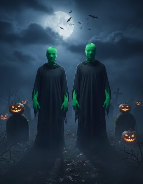 Chromakey Green Screen Gloves with Hood Invisible Effects Background for Green Screen Photography Photo Video (Tight x1Pair,Hood x1)