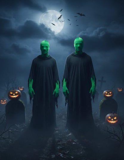Chromakey Green Screen Gloves with Hood Invisible Effects Background for Green Screen Photography Photo Video (Tight x1Pair,Hood x1)