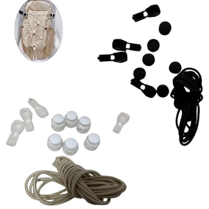 4 Set Backpack Extension Bungee Cord with Mount Buckles Elastic Shock Cord Net Pocket for Hiking Backpack Travel Backpack Laptop Backpack Helmet Balls Shoes Tent Towel Camping Gear Water Bottle