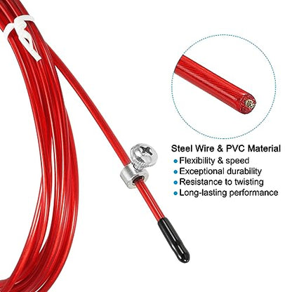 PATIKIL Speed Jump Rope Replacement Cable Professional Skipping Rope Steel Wire Replace for High Speed Jump Ropes - color: Red