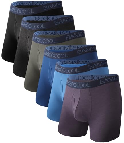BAMBOO COOL Ultra Soft Mens Underwear Boxer Briefs Multi-pack - color: 2blue/1purple/1gray/2black（6 Pack）, size: 3X-Large