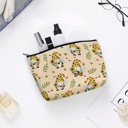 Supdreamc Casual Makeup Cosmetic Case Handbag, Gnomes Bees And Sunflowers Art Cosmetic Train Case Pouch Large Capacity Carry On Bag, Luggage Makeup Pouch for Women GirlGirls Ladies - color: Pattern 427