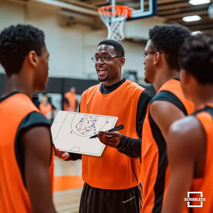 SCRIBBLEDO Basketball Dry Erase Coaching Clipboard 15x9 Double Sided