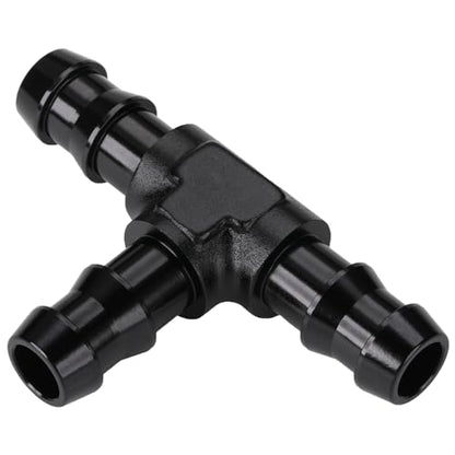 3/8" 10mm Hose Barb Tee T Fitting Adapter Aluminum Black - size: 10mm