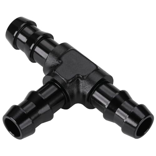 3/8" 10mm Hose Barb Tee T Fitting Adapter Aluminum Black - size: 10mm