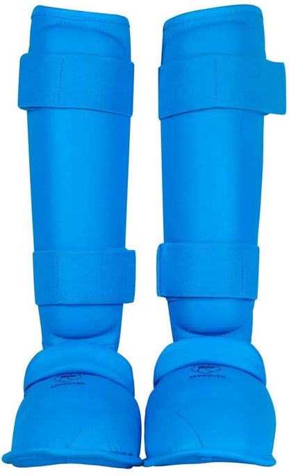 Wesing Karate Protective Gears Set with Chest Guard Gloves Groin Protection and Shin Instep Guard for Men - color: Blue, size: Small