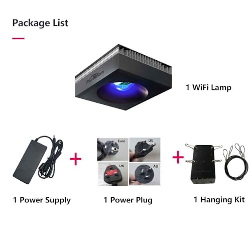 RL90 WiFi Reef LED Light, 100W Reef Aquarium Lighting for Marine SPS LPS Corals Saltwater Fish Tanks, Enhanced Violet and Blue Spectrum, APP Fully Programmable (Black, with Hang kit)
