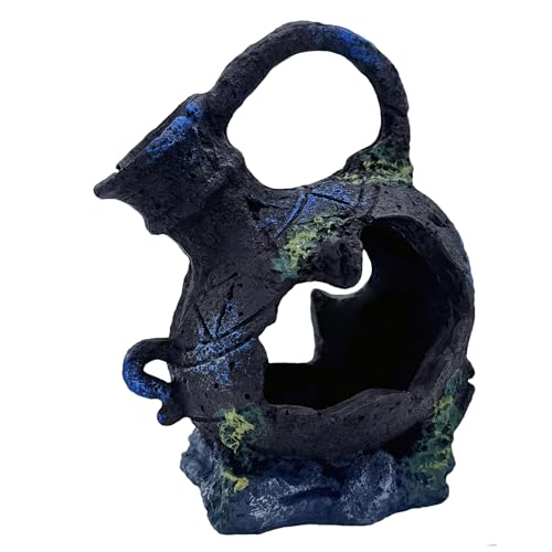 Aquarium Decoration - Fish Tank Cave Decoration Accessories Resin Classical Ceramic Jar Ornaments Betta Fish, Shrimp, Cichlid Rest, Entertainment, and Breeding Spacious Hide and Play Place