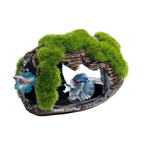 Betta Broken Barrel Decor Fish Tank Accessories, Resin Fish Hide Cave Aquarium Decoration Fish Tank Toys Hole Accessories (Small)