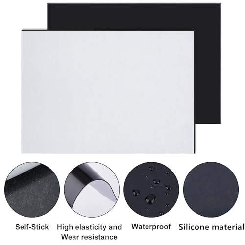 BENECREAT 4PCS Adhesive Silicone Sheet 11.8x8.2 Inch Black Nonslip Silicone Rubber Pad A4 Size 1mm Thick for Gaskets DIY Material, Supports, Leveling, Sealing, Bumpers, Protection, Abrasion, Flooring