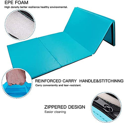 Polar Aurora 4'x8'x2 Thick Folding Gymnastics Exercise Mat Aerobics Stretching Yoga Mats - color: Blue-green