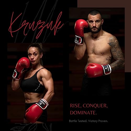 Kruzak Boxing Gloves for Men & Women, Sparring & Kickboxing Gloves, Muay Thai & MMA Gloves, 8-16 oz - color: Red, size: 14 oz