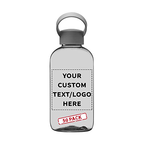 DISCOUNT PROMOS 50 Beau Water Bottles with Handle Set, 20 oz. - Customizable Text, Logo - Flexi-Grip, Plastic, Drinkware - Smoke - color: - Custom - Smoke, size: 50 bottles