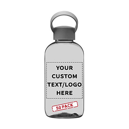 DISCOUNT PROMOS 50 Beau Water Bottles with Handle Set, 20 oz. - Customizable Text, Logo - Flexi-Grip, Plastic, Drinkware - Smoke - color: - Custom - Smoke, size: 50 bottles