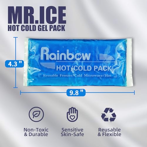 2 Pack Reusable Gel Ice Packs, Flexible Hot Cold Packs for Injuries | Flexible When Frozen, Reusable Hot & Cold Therapy, Ideal for Breast Surgery, Strain, Migraine,Durable Leak-Resistant Design - style: 4.3" x 9.8" 2 packs