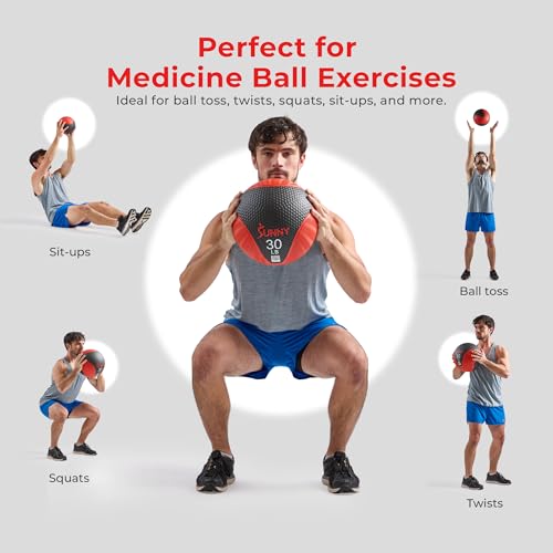 Sunny Health & Fitness Medicine Ball with Premium Dual Textured Grip - size: 15 lb