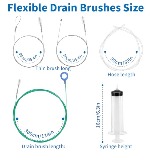 Auto Sunroof Drain Cleaning Tool, 118 Inch Long Flexible Tube Cleaning Brush, Drain Brush Pipe Cleaners for Car Sunroof Windshield Wiper Drain Hole