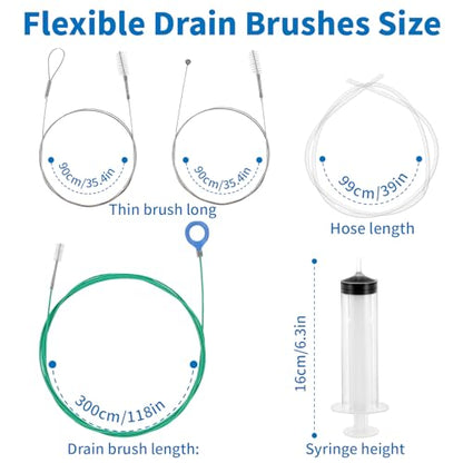 Auto Sunroof Drain Cleaning Tool, 118 Inch Long Flexible Tube Cleaning Brush, Drain Brush Pipe Cleaners for Car Sunroof Windshield Wiper Drain Hole