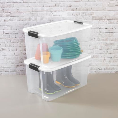 Sterilite 4-Pack Ultra Latching Box - Heavy-Duty Clear Plastic 70 Quart Storage Bins with Latching Lids, Stackable Containers for Closet, Garage, Attic, Basement, Bedroom and Office Organization - size: 70 Quart