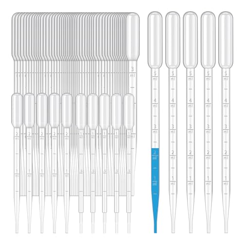 65Pcs 4 Styles Disposable Plastic Pipettes Droppers (1ML 5pcs, 2ML 5pcs, 3ML 50pcs, 5ML 5pcs) for DIY, Lab, Dessert
