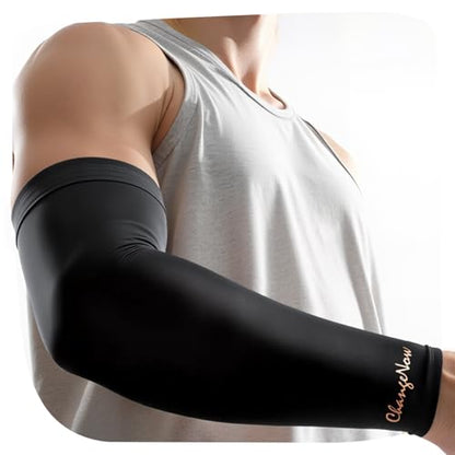 Copper Compression Arm Sleeves for Men & Women - Workout and Everyday Use - style: Black-L
